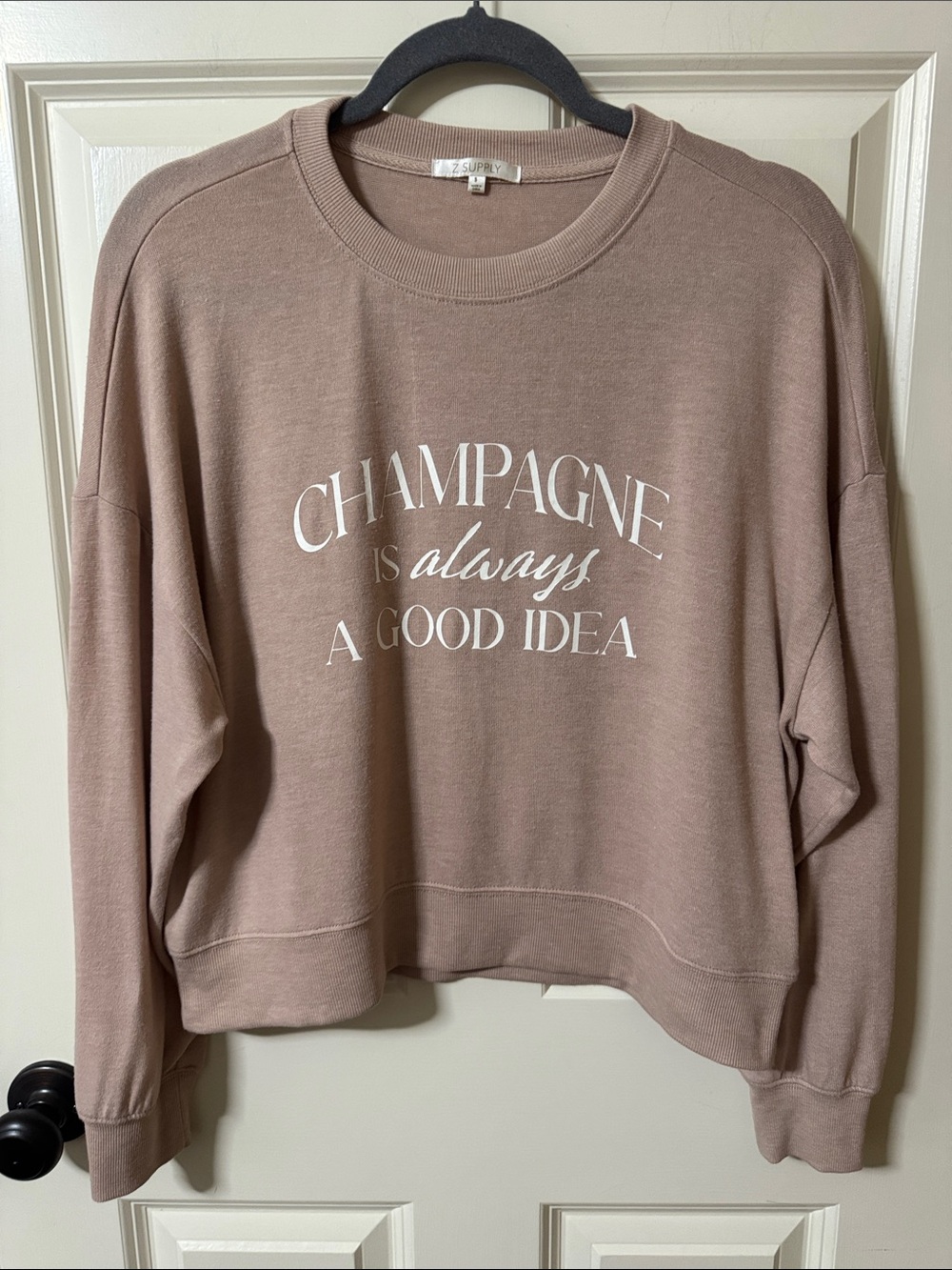 Z Supply Blush Champagne Graphic Crewneck Pullover